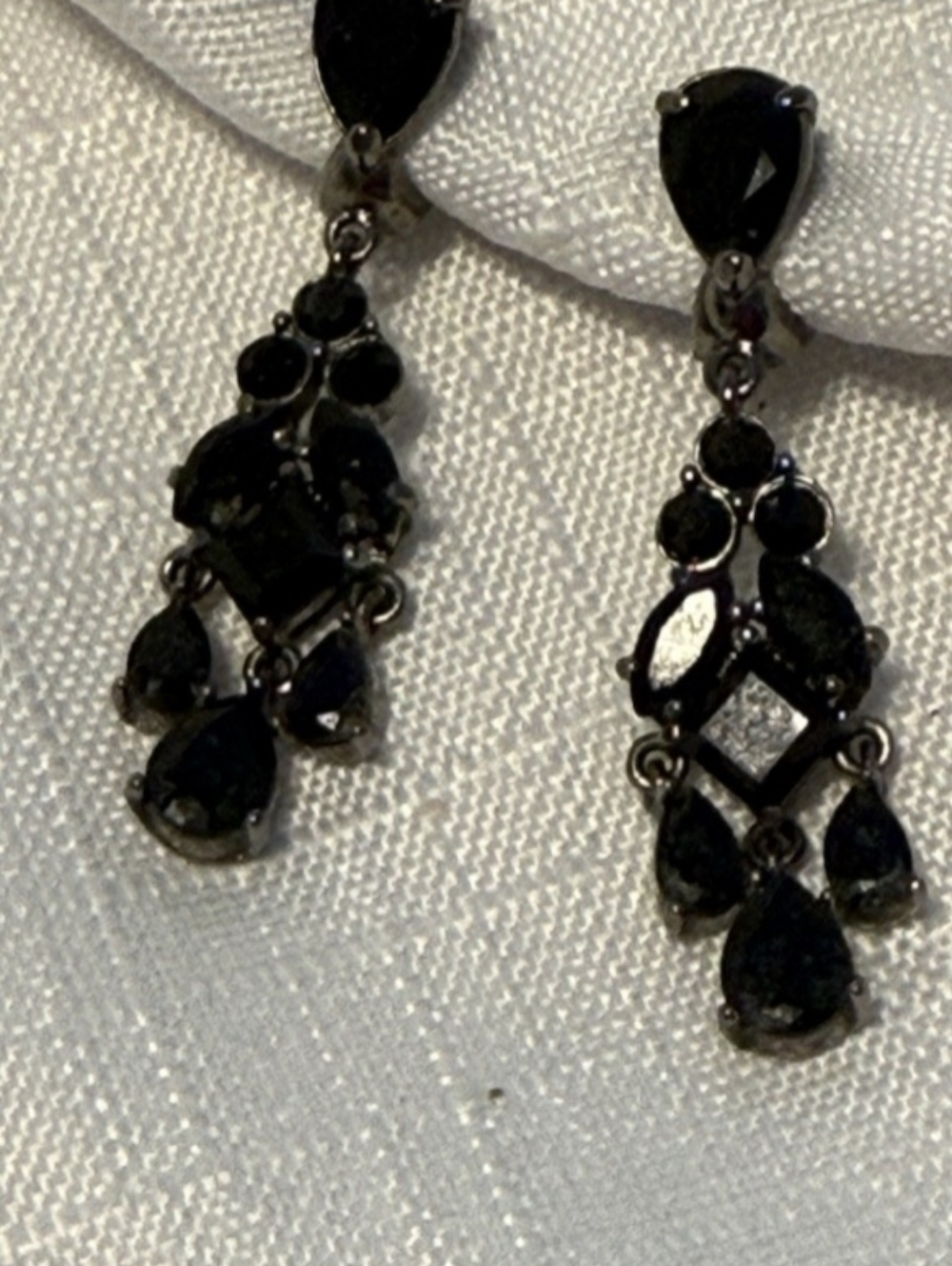 Black Teardrop Chandelier Earrings - Women Jewelry Clip On Vintage